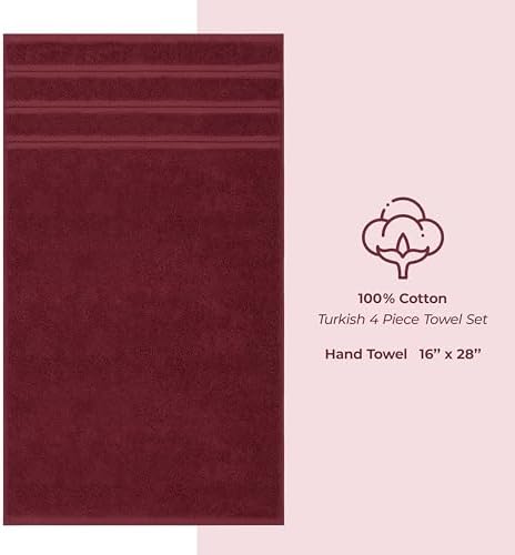 American Soft Linen 100% Cotton Luxury Turkish Towels, 4 PC Hand Towel Set