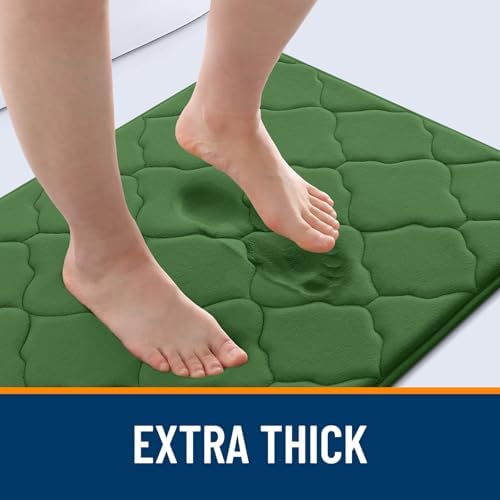 OLANLY Memory Foam Bath Mat Rug 36x24, Soft Bathroom Rugs, Olive Green