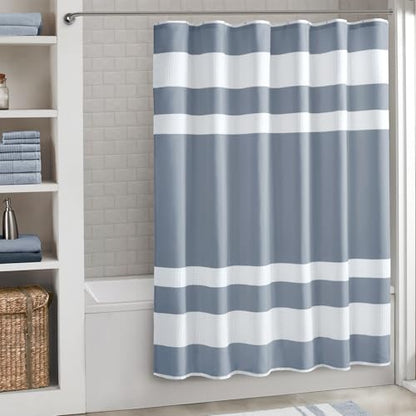 Madison Park Spa Waffle Weave Long Shower Curtain, 72 x 78, Indigo Blue