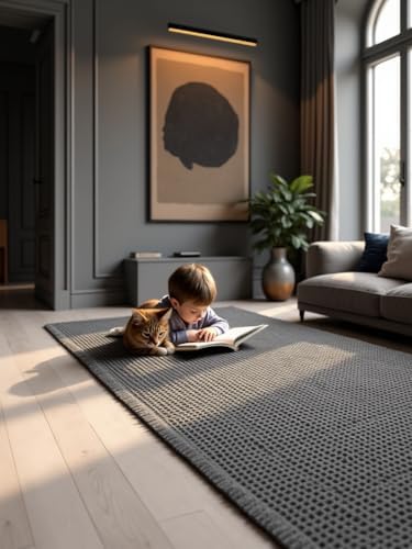 IM HOME Waffle Bath Mat Grey 36"x24", Boho Woven Modern Bath Mat Rugs, Absorbent Non Slip Bathroom Rugs, Soft Washable Bath Rugs with Tassels for Bathroom, Bedroom, Kitchen, Shower, Tub