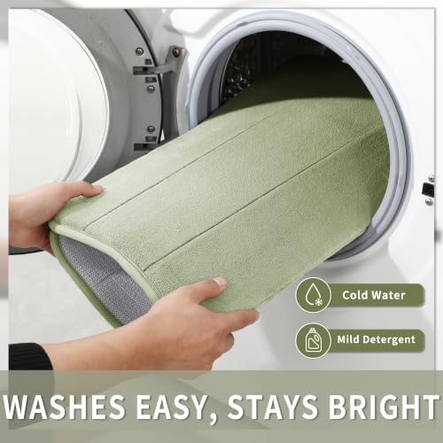 Yimobra Bathroom Runner 60"x24", Non Slip Memory Foam Bath Mat, Super Soft Water Absorbent Hallway Carpet, Machine Washable Rug for Vanity Tub Shower, Sage Green