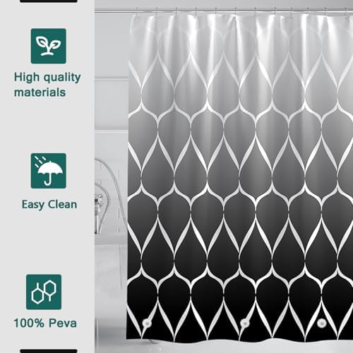 Shower Curtain Liner, 100% Waterproof Peva Shower Curtains with 3 Duty Heavy Bottom Magnets and 12 Rust Proof Grommets, 72x72 Weighted Shower Liner for Shower Stall, Bathtubs