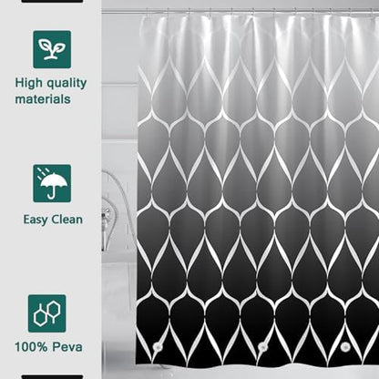 Shower Curtain Liner, 100% Waterproof Peva Shower Curtains with 3 Duty Heavy Bottom Magnets and 12 Rust Proof Grommets, 72x72 Weighted Shower Liner for Shower Stall, Bathtubs