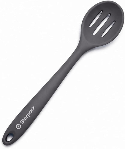Starpack 'Let it Drain' Silicone Slotted Spoon(10.6 Inches) - Small Slotted Spoon for Cooking Heat Resistant to 600°F - Silicone Slotted Serving Spoons, Non Stick Slotted Cooking Spoon