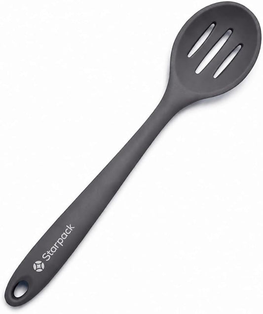 Starpack 'Let it Drain' Silicone Slotted Spoon(10.6 Inches) - Small Slotted Spoon for Cooking Heat Resistant to 600°F - Silicone Slotted Serving Spoons, Non Stick Slotted Cooking Spoon