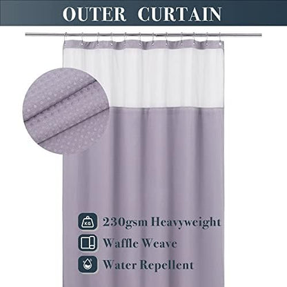 N&Y HOME Waffle Weave Shower Curtain with Snap-in Liner 71x72, Lavender