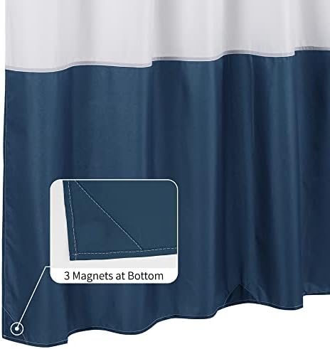 ALYVIA SPRING Waterproof Fabric Shower Curtain or Liner White/Navy, 72x72