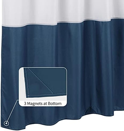 ALYVIA SPRING Waterproof Fabric Shower Curtain or Liner White/Navy, 72x72