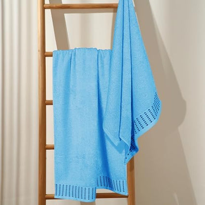 BELIZZI HOME Cotton 2 Pack Oversized Bath Towel Set 28x55 inches, Large Bath Towels, Ultra Absorbant Compact Quickdry & Lightweight Towel, Ideal for Gym Travel Camp Pool - Sky Blue