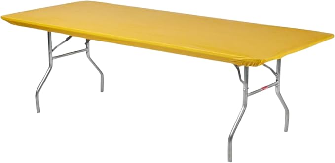 Kwik-Covers 8' Rectangle Plastic Table Covers 30" x 96", Bundle of 5 (Yellow/Gold)