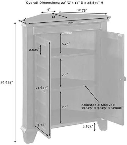 Crosley Furniture Lydia Corner Storage Cabinet and Bathroom Organizer with Shelves, Espresso