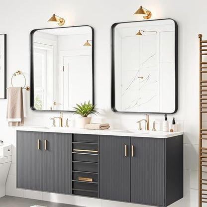 Black Bathroom Vanity Mirror Over Sink 24x30, Small Wall Rectangle Mirror