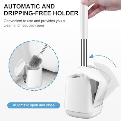SetSail Toilet Brush 3 Pack Toilet Bowl Brush and Holder Toilet Cleaner Brush with Nylon Bristles Ventilated Toilet Brushes for Bathroom with Holder for Toilet Scrubber Cleaning, Pure White