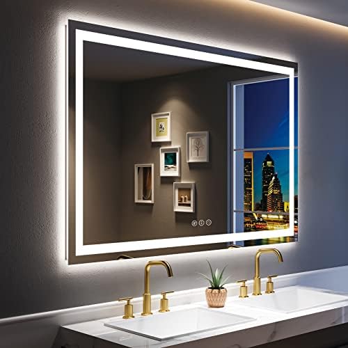 60x40 LED Bathroom Mirror with Lights, Lighted Vanity Mirror