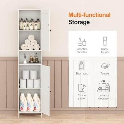 Homleke Tall Bathroom Storage Cabinet with 2 Doors, Slim Bathroom Cabinet
