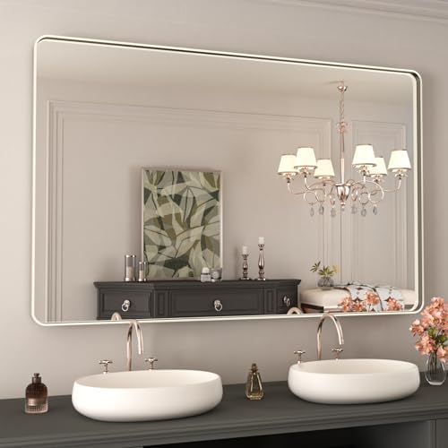WEER Brushed Nickel Bathroom Vanity Mirror 48X30 Inch