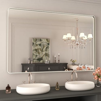 WEER Brushed Nickel Bathroom Vanity Mirror 48X30 Inch