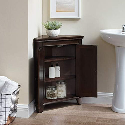 Crosley Furniture Lydia Corner Storage Cabinet and Bathroom Organizer with Shelves, Espresso