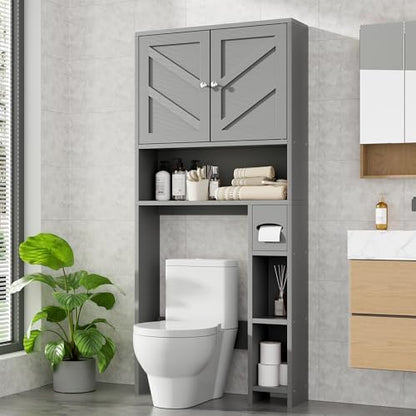 Farmhouse Over Toilet Storage Cabinet, Grey