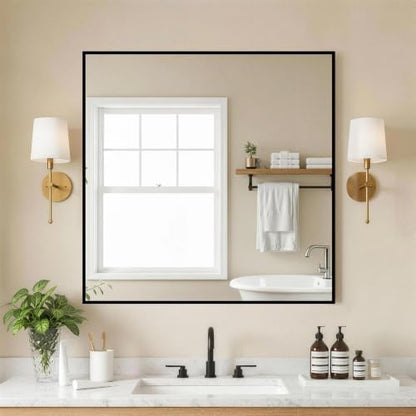FICTOR Bathroom Vanity Mirror for Over Sink, 30" x 30", Black