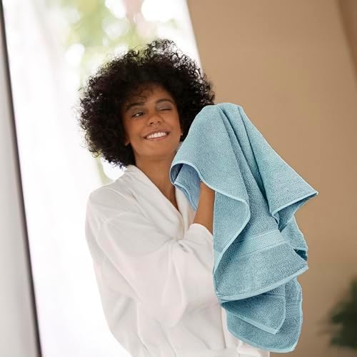 HILLFAIR Premium 100% Combed Cotton 12 Piece Bath Towels Set - Ocean Blue