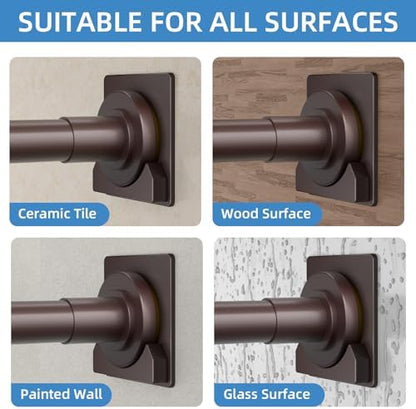 CorkLatta Matte Bronze Shower Curtain Rod,1 Inch Diameter Stainless Steel Adjustable Spring Tension Rods 32 to 80",with Holders,Anti-Slip,Curtain Rods No Drilling(1 Pack)