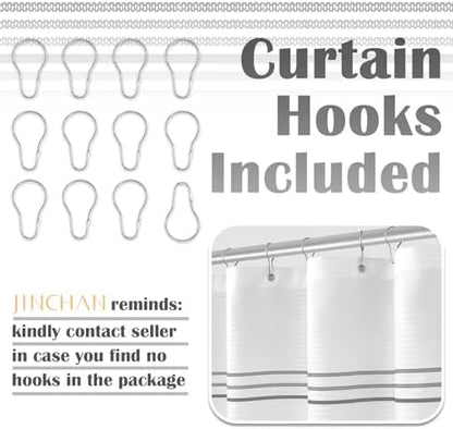jinchan Grey and White Shower Curtain for Bathroom Modern Farmhouse Striped Waterproof Fabric Shower Curtain Set with 12 Hooks Machine Washable 70x72 Inches