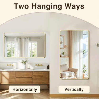 Vanity Bathroom Mirror, 50”x30” Gold Bathroom Mirror for Over Sink