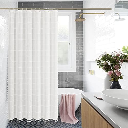 Gibelle Extra Long Boho Farmhouse Shower Curtain for Bathroom 72x84
