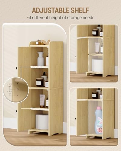 Hzuaneri Bathroom Storage Cabinet, Small Corner Floor Cabinet with 2 Doors