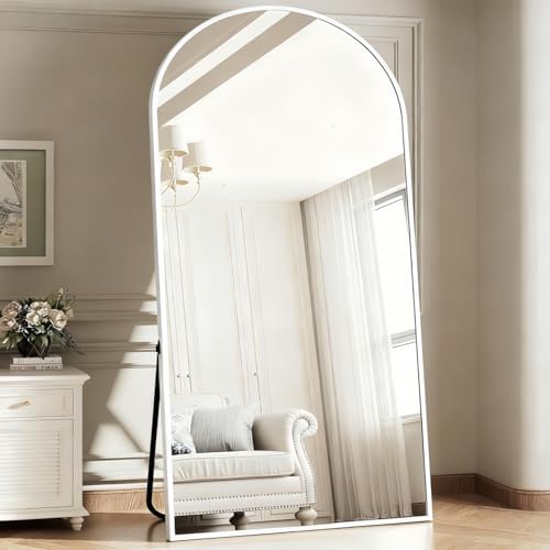 Dewfig Arched Full Length Mirror, 77"x38" Large Floor Mirror, White