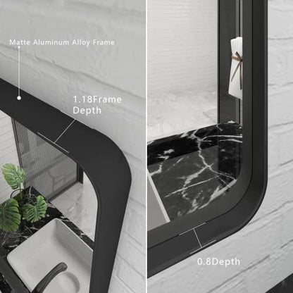 24x36 Inch Black Framed Bathroom Mirror for Wall