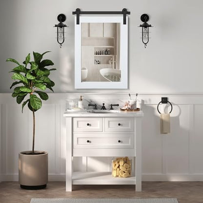 COGOOD Farmhouse Bathroom Mirrors for Over Sink - 30 x 22 Pure White