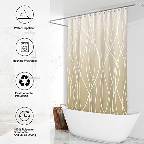 Striped Shower Curtain for Bathroom, Ombre Khaki, 72" W x 72" L