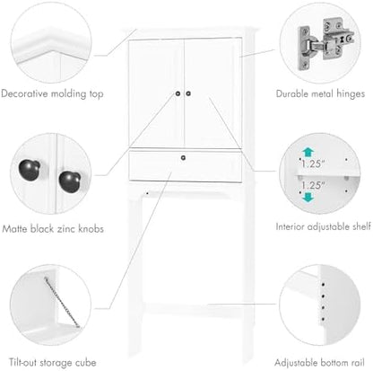 Spirich Bathroom Over the Toilet Storage Cabinet with Tilt-Out Cube, White
