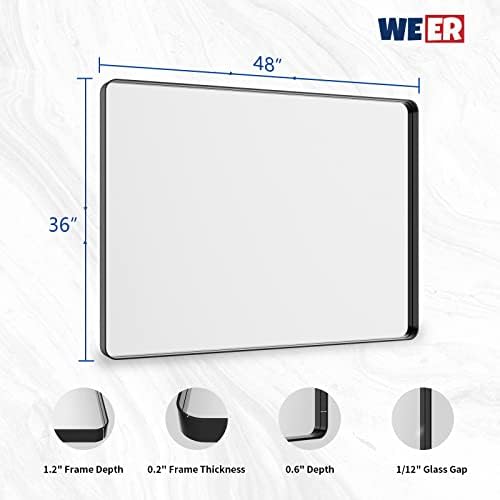 WEER Black Bathroom Vanity Mirror 48X36 Inch