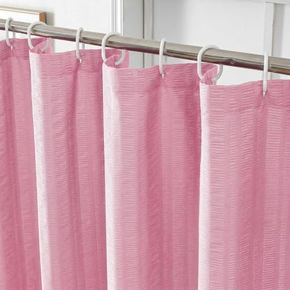 Aiyufeng Moga Extra Long Bright Pink Shower Curtain 96 Inch Long, Embossed Texture Fabric Bathroom Shower Curtain, Large Hotel Bath Curtain with 12 Holes, 72Wx96H, Hot Pink