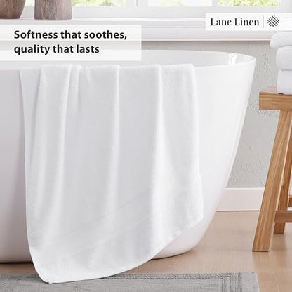LANE LINEN Bath Towel Set 100% Cotton 3 Piece Soft Absorbent - White