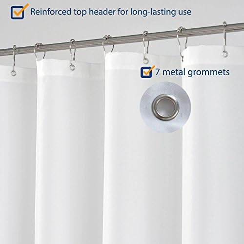 N&Y HOME Fabric Shower Curtain Liner 40 x 72 inches Bath Stall Size, White