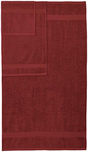 Amazon Basics Fade-Resistant 100% Cotton Washcloths for Bathroom, Soft Absorbent, 6-Piece, Crimson