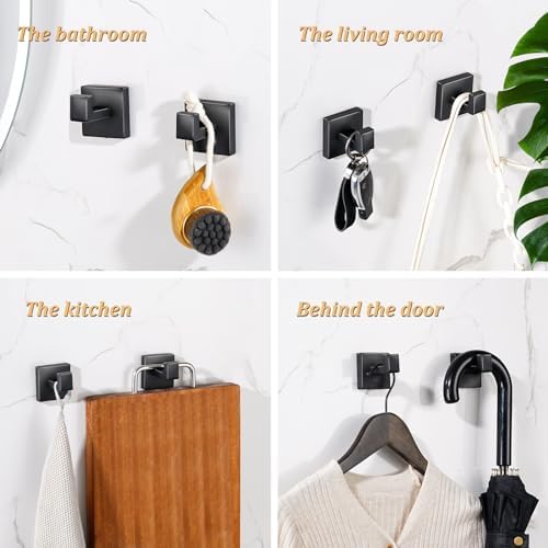 Bathroom Hardware Accessories Set 5 Pieces Matte Black Towel Bar Set, Wall Mounted Towel Rack Toilet Paper Holder Stainless Steel Bath Coat Hooks 24 Inch