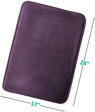 Clara Clark Bathroom Rugs, Velvet Memory Foam Bath Mat, Non-Slip, Machine Washable Bath Rugs - Dries Quickly, Ultra Soft Plush Bath Mats for Bathroom, 17 x 24, Dark Purple