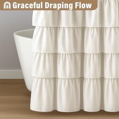 Seasonwood Ruffle Shower Curtain Cream, 72" x 72"