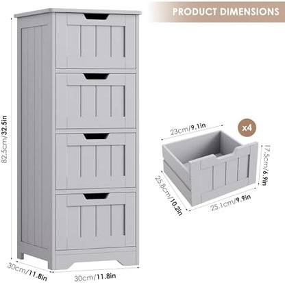 FOTOSOK Bathroom Storage Cabinet with 4 Drawers, Small Bathroom Cabinet