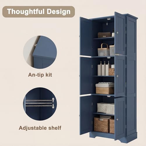 ChooChoo 63.2" Tall Bathroom Storage Cabinet with 6 Doors