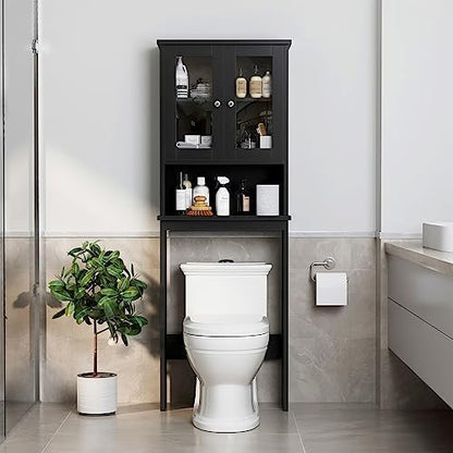 Over the Toilet Storage Cabinet, Bathroom Storage Cabinet, Black