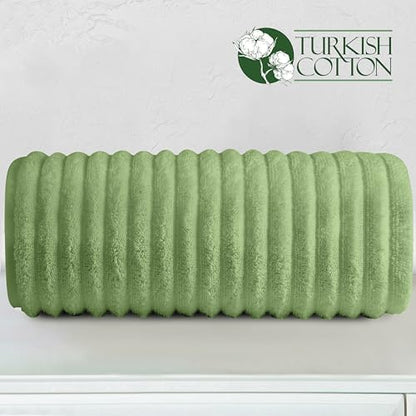 Elegant Comfort 100% Turkish Cotton Corduroy Ribbed Luxury Jumbo Bath Towel Ultra Soft - 35 x 70 Inch - Luxury Spa Premium Hotel Quality Highly Absorbent and Quick Dry Large Bath Towel, Sage
