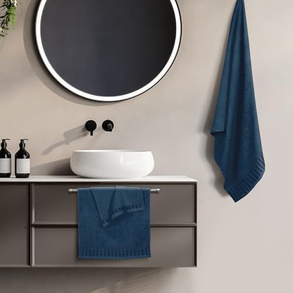 BELIZZI Home Ultra Soft 3 Pack Cotton Towel Set, Contains a Bath Towels 28x55 inch, a Hand Towels 16x24 inch & a Wash Coths 12x12 inch, Ideal Everyday use, Compact & Lightweight - Mineral Blue