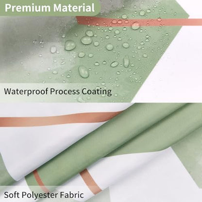 deFouliao Sage Green Modern Shower Curtain Geometric Grid Art Abstract Waterproof Bathroom Curtain for Bathtub Home Hotel Decor, Washable with Hooks, 60x72 Inch
