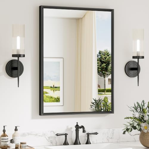 Keonjinn 22 x 30 Inch Matte Black Framed Mirrors for Wall, Rectangular